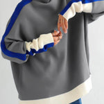 Long Sleeves Contrast Color Split-Joint High Neck Hoodies&Sweatshirt Sweatshirt Tops Tops