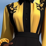 Long Sleeves Loose Buttoned Contrast Color Flower Print Split-Joint Lapel Blouses&Shirts Tops