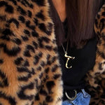 Leopard print plush long coat