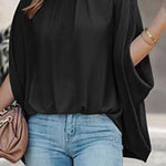 Dolman Sleeve Stand Collar Loose Casual Shirt