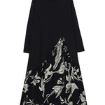 A-Line High-Low Asymmetric Flower Print Split-Joint V-Neck Midi Dresses