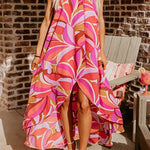 Rose Floral High Low Bandeau Vacay Dress