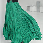 A-Line Irregular Clipping High-Waisted Pleated Solid Color Skirts