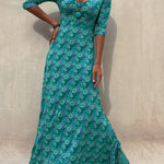 Iconic Crush Floral Half Sleeve Elastic Maxi Dress