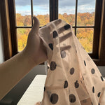 Long Sleeves Loose Buttoned Elasticity Polka-Dot Ruffle Trim See-Through V-Neck Blouses&Shirts Tops