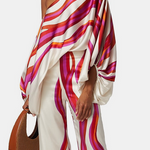 Urban Wide Leg Loose Printed Off-The-Shoulder Blouses &Casual Pants Two Pieces Set