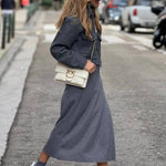 Short wool jacket with work pockets