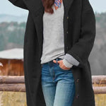 Casual Loose Solid Color Hooded Single-breasted Woolen Coat