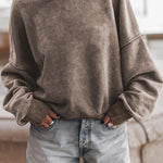 Washed Drop Shoulder Pullover Sweatshirt