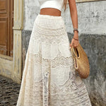 Fashion Hollow Elastic Waist Knitted Beach Maxi Skirt