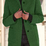 Retro Solid Color Button Stand Collar Wool Jacket