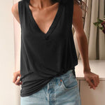 V-neck loose breathable and comfortable sleeveless top