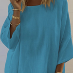 Women's Casual Loose Round Neck Solid Color Simple Long Sleeve Shirt
