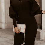 Batwing sleeve waist knitted slim dress