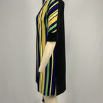A-Line Half Sleeves Asymmetric Contrast Color Striped Round-Neck Mini Dresses