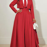 Elasticated Waist High Waisted Big Hemline Pleated Pockets Solid Color Zipper Wide Leg Pants