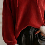 Women'S Casual Contrast Color Hooded Sweatshirt