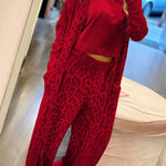 Chic pink holiday print two piece set