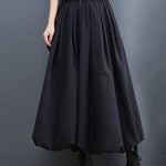 Urban Loose Drawstring High Waisted Black Bubble Skirt