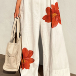 Loose Sleeveless Flower Print Round-Neck Jumpsuits