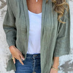Solid Color Casual Long Sleeve Loose Pocket Cardigan