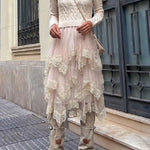 Irregular mesh skirt with fungus hem