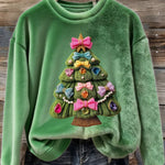 Women's Christmas Tree Art Print Flannel Sweatshirt