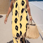 Sloping shoulder tie dress halter neck holiday loose beach dress