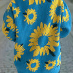 Sunflower Jacquard Crewneck Long Sleeve Knit Pullover Sweater
