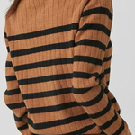 Lapel Loose Casual Striped Knit Sweater