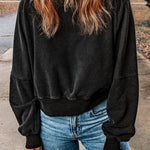 Black Casual One Strap V-shape Open Back Sweatshirt