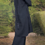 Cotton and linen V-neck 3/4 sleeve wide brimmed pants 2-piece set