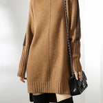 Loose Long Sleeves Contrast Color Half Turtleneck Sweater Dresses