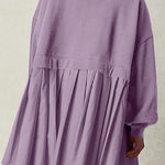 Fake two piece solid color color matching loose pleated dress