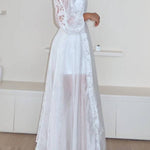 Exquisite Lace Embroidery Lapel Maxi Dress