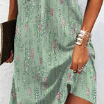 Loose Plus Size Printed Split-Joint V-Neck Mini Dresses