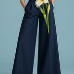Loose Wide Leg Pleated Pockets Pants Trousers