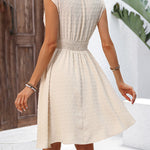 A-line Loose Elasticity Jacquard Pleated Solid Color V-neck Mini Dresses