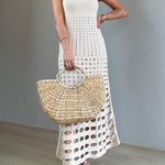 Rustic Patchwork Cutout Off Shoulder Maxi Dress