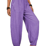 Casual Plain Loose Cotton Harem Pants