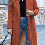 long coat with plush suit collar