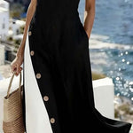 Women'S Casual Color-Block Patchwork Dress