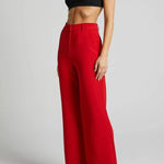 Red slimming wide-leg pants