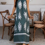 A-Line Loose Contrast Color Halter-Neck Maxi Dresses