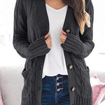 Knitted Solid Color Button Down Chunky Outwear Cardigan