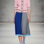 Women's Minimalist Lightweight Knitted Color-block Cardigan And Skirt Set