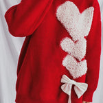 Racing Red Love Jacquard Bow Knitted Sweater