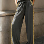 Luxe Gold Embellished Vest & Wide-Leg Pant Set