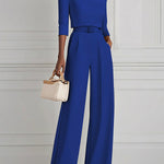 High Waisted Straight Leg Pleated Solid Color Split-Joint Pants Trousers