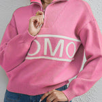 women's design letter knit sweater